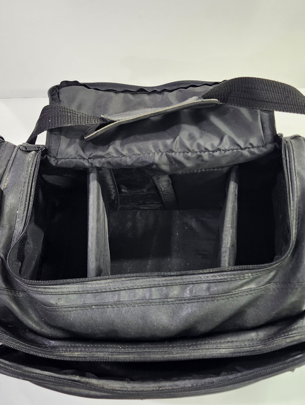 Black Soft Leather Shoulder Carry Case Camera Video Accessory Bag Vtg